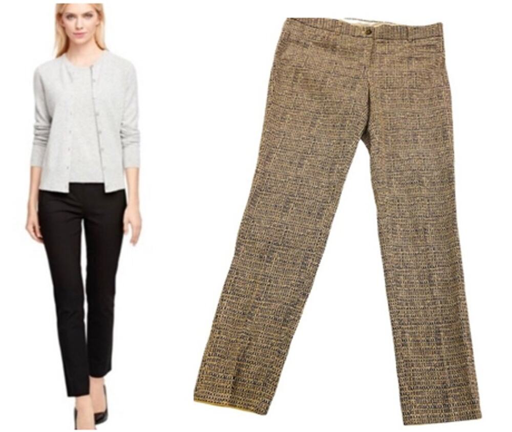 Brooks Brothers Natalie Fit Cream/Tan/Black Pants, Sz 6